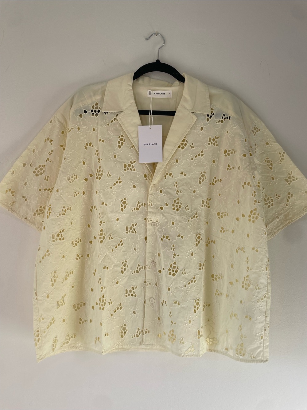 Everlane Eyelet Camp Shirt + Eyelet Pull-On Shorts Set | Light Yellow / XL / NWT - Picture 8 of 16